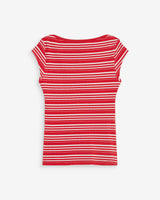 Fitted striped boat-neck T-shirt rouge Wake