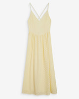 Flared long V-neck eyelet dress jaune Wimala