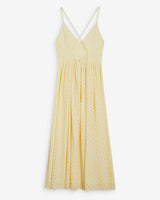 Flared long V-neck eyelet dress jaune Wimala