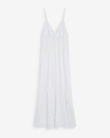 Flowing long cotton V-neck dress with straps white Wynora