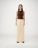 Fluid linen tailored pants jaune Wally