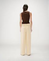 Fluid linen tailored pants jaune Wally
