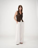 Fluid linen tailored pants sable Wally