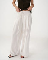 Fluid linen tailored pants sable Wally