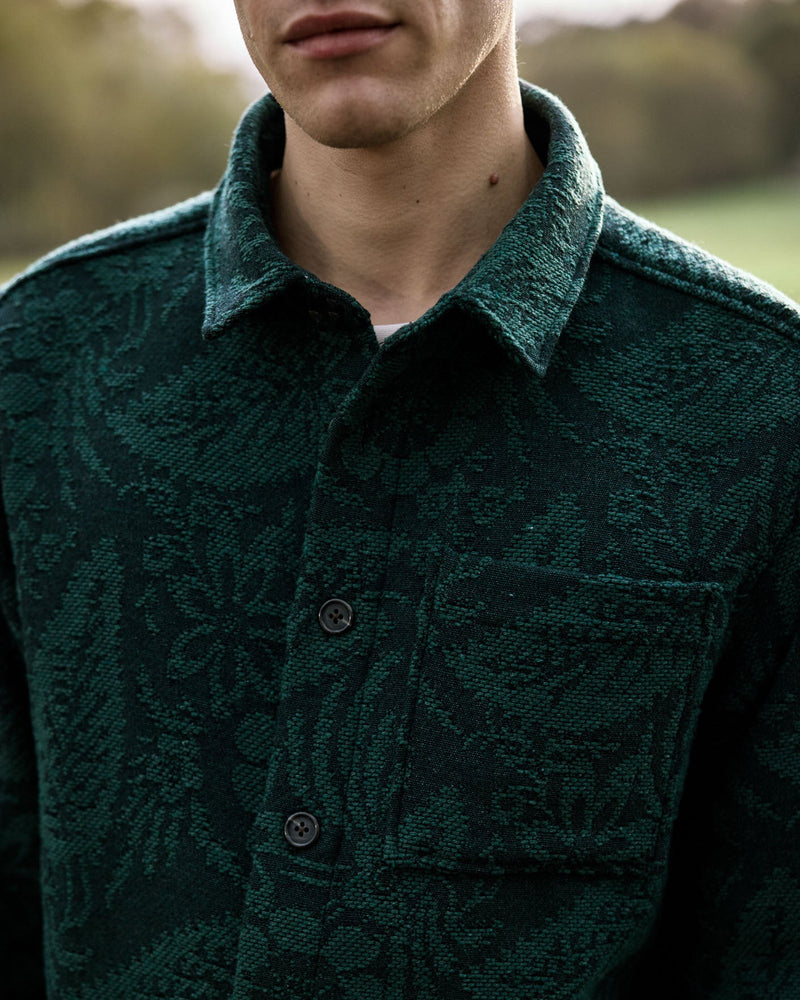 GASTINE SHIRT WOVEN - DARK GREEN/MEDIUM GREY MELANGE