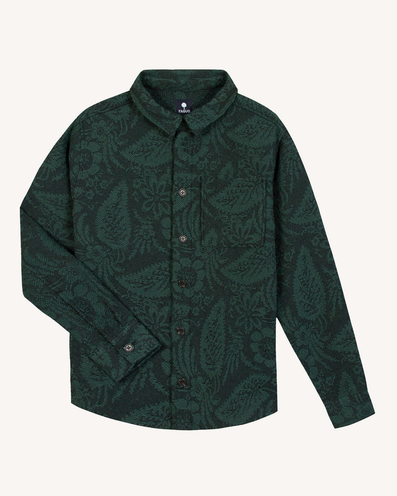 GASTINE SHIRT WOVEN - DARK GREEN/MEDIUM GREY MELANGE