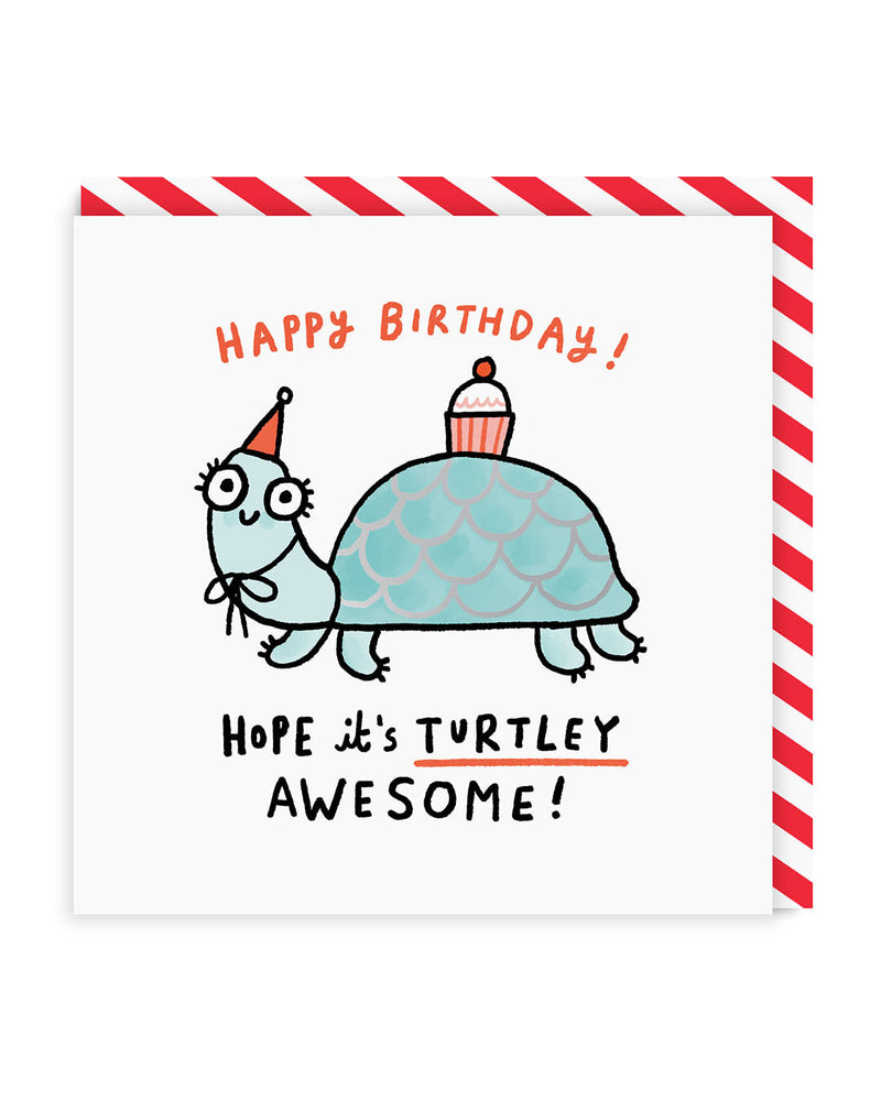 OOH DEER Turtley Awesome Birthday Square Greeting Card