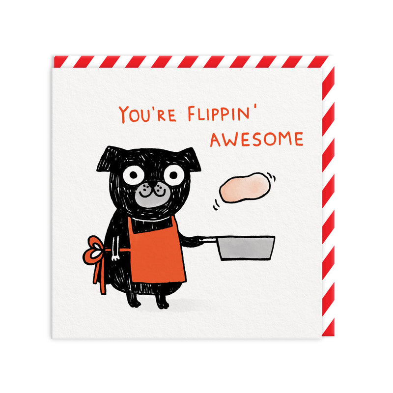 OOH DEER Flippin Awesome Pug Greeting Card
