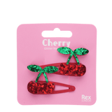 Glitter hair clips - Cherry 