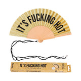 Gold glitter hand fan 'its fucking hot’