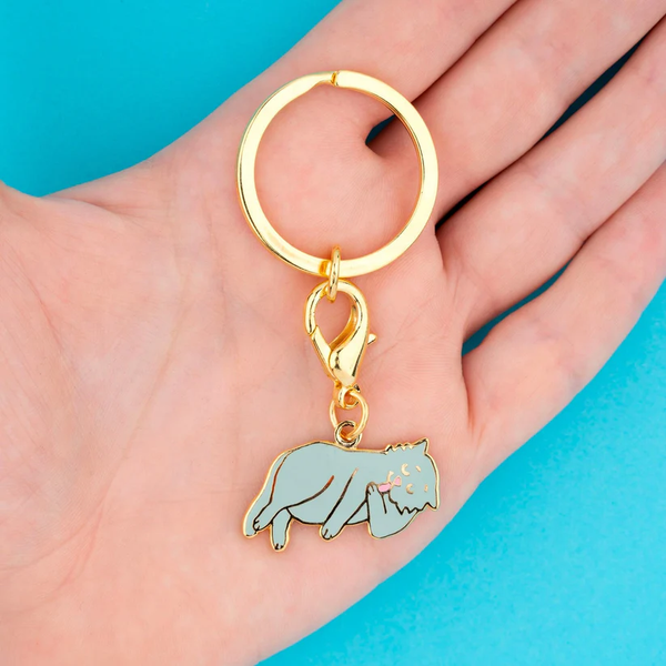 Grey cat key ring