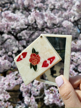 HAND-PAINTED ACE OF HEARTS COMPACT MIRROR