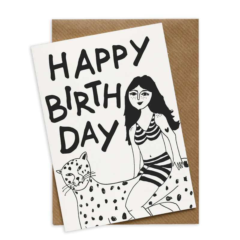 Helen B Greeting Card Happy Birthday Jaguar Girl