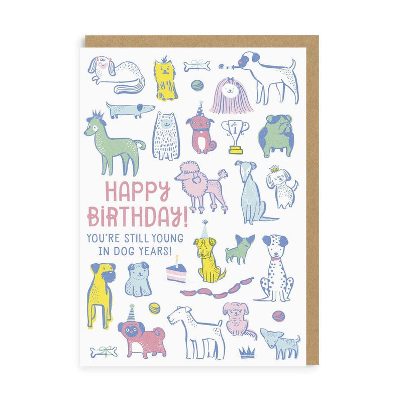 OOH DEER Young In Dog Years Greeting Card