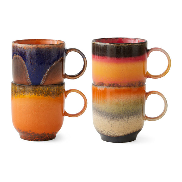 HKLIVING 70s ceramics cafe mugs brazil set of 4
