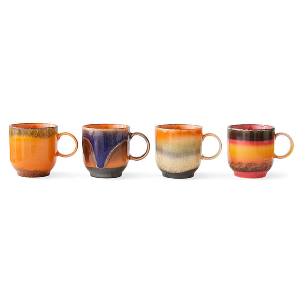 HKLIVING 70s ceramics cafe mugs brazil set of 4
