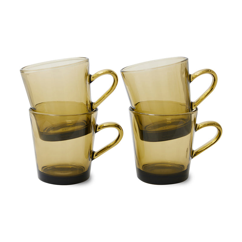 HKLiving 70s glassware coffee cups Mud Brown set 