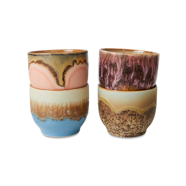 HKLIVING 70s ceramics cafe cups lagoon set of 4