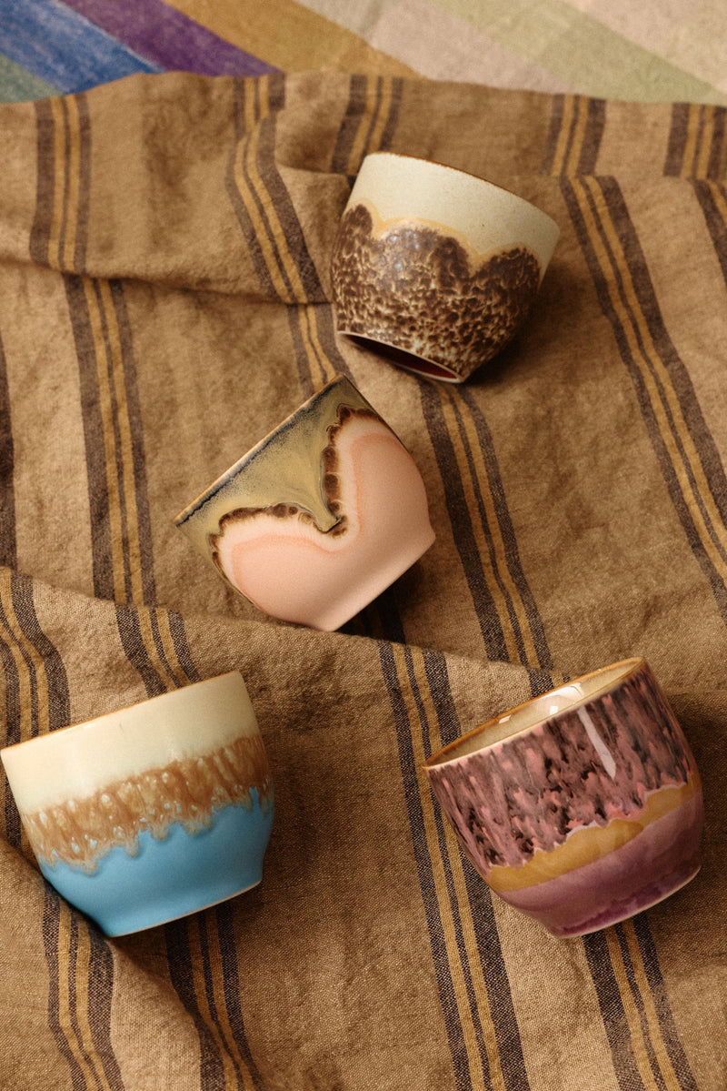 HKLIVING 70s ceramics cafe cups lagoon set of 4