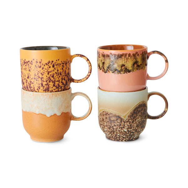 HKLIVING 70s ceramics cafe mugs cape set of 4