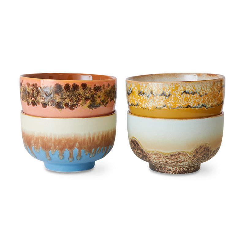 HKLIVING 70s ceramics: noodle bowls seabreeze set of 4