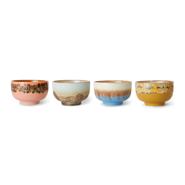 HKLIVING 70s ceramics: noodle bowls seabreeze set of 4