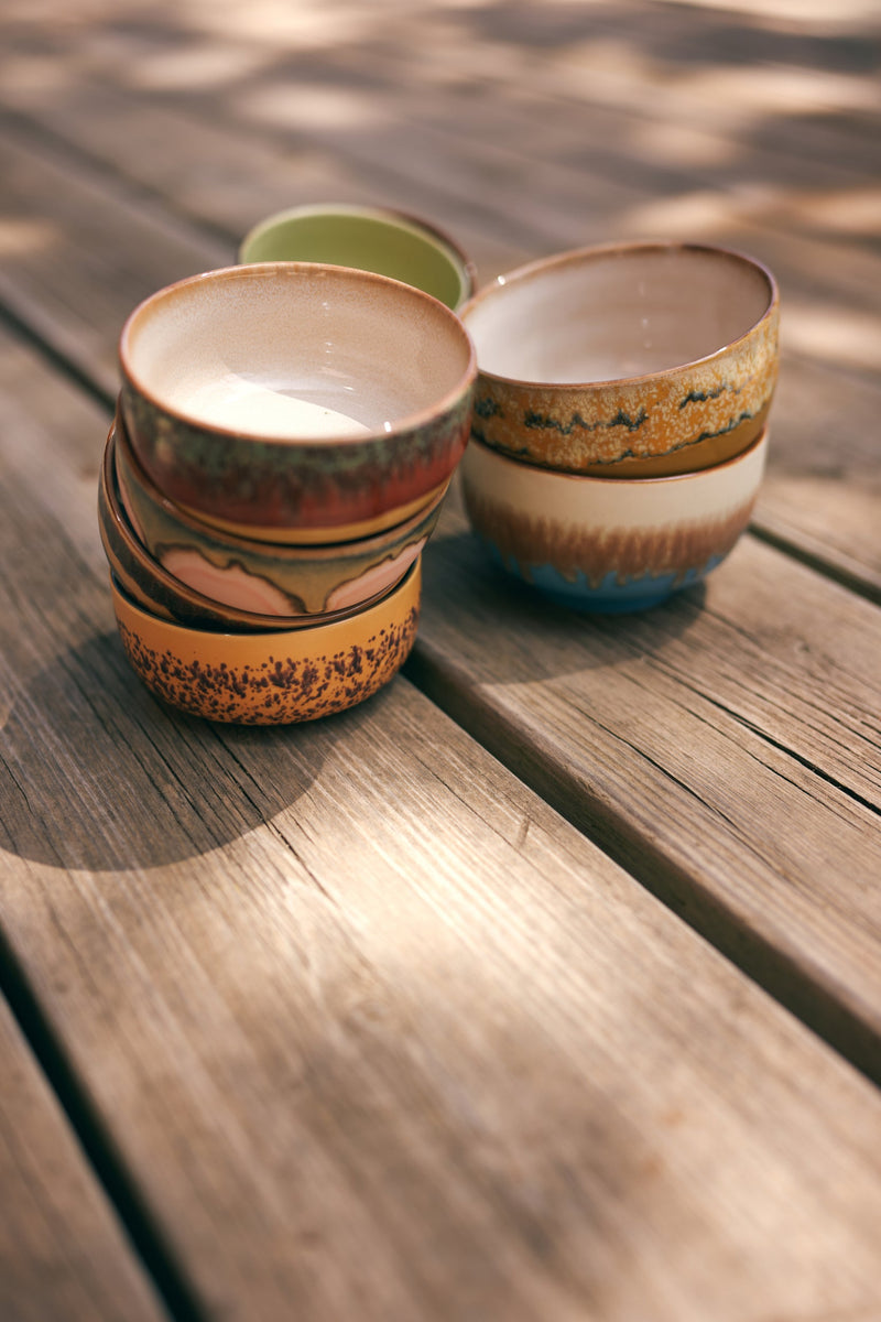 HKLIVING 70s ceramics: noodle bowls seabreeze set of 4