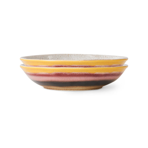 HKLIVING 70s ceramics curry bowls hibiscus set of 2