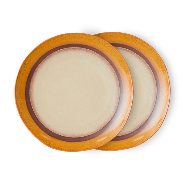 HKLIVING 70s ceramics dinner plates coconut set of 2