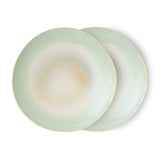 HKLIVING 70s ceramics dinner plates palms set of 2