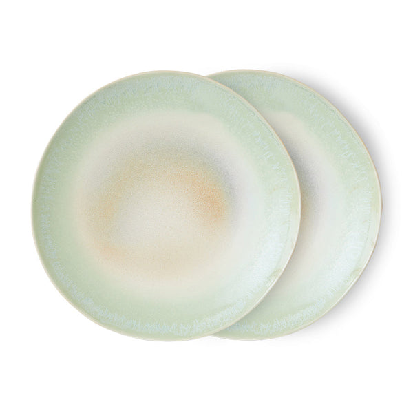 HKLIVING 70s ceramics dinner plates palms set of 2