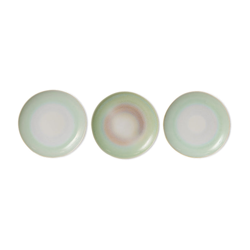 HKLIVING 70s ceramics dinner plates palms set of 2