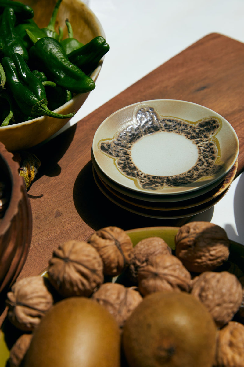 HKLIVING 70s ceramics: saucers ocean set of 4