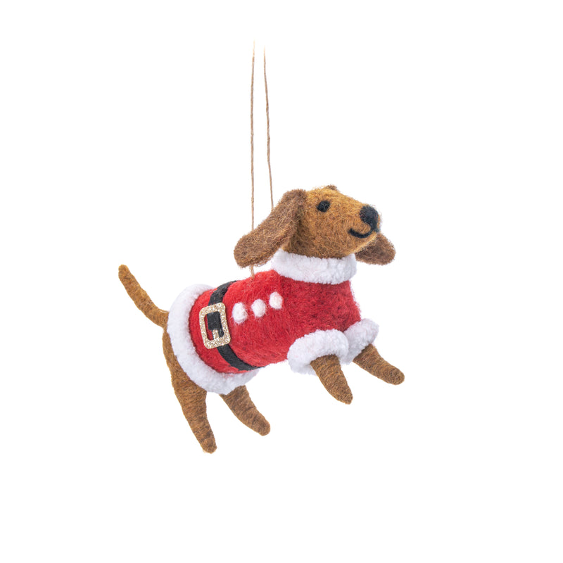 Sass and Belle Santa Paws Sausage Dog Felt Decoration
