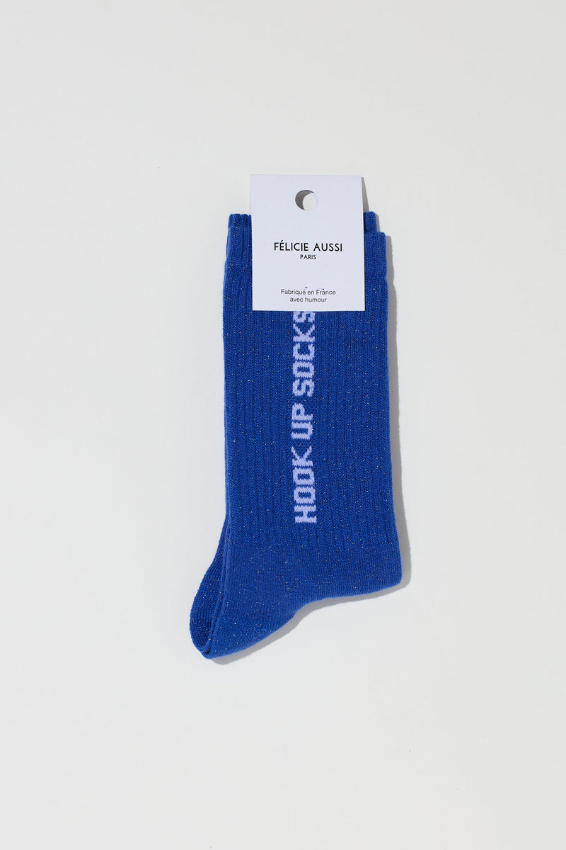 HOOK UP SOCKS - BLUE GLITTER