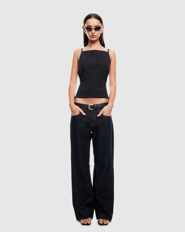 HORIZON TIE TOP - ONYX PINSTRIPE