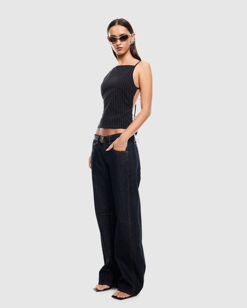 HORIZON TIE TOP - ONYX PINSTRIPE
