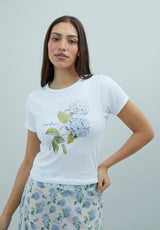 HYDRANGEA BABY TEE - WHITE
