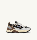 HYPERWAY SNEAKERS IN BLACK AND SILVER LAMINATED LEATHER AND MESH (MAN)