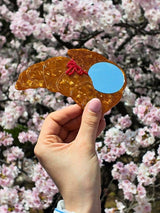 Hand-painted Bow Croissant Compact Mirror