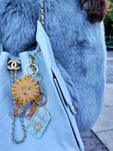 Hand-painted Celestial Sun Bag Charm + Keychain