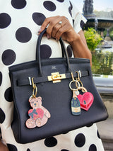 Hand-painted Champagne Bag Charm + Keychain
