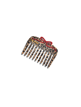 Hand-painted Leopard Bow Pocket Hair Comb