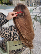 Hand-painted Leopard Bow Pocket Hair Comb