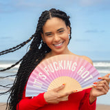 Hand fan "fucking hot" gradient Glow in the dark