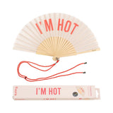 Hand fan "i'm hot" beige red