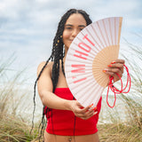 Hand fan "i'm hot" beige red