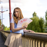 Hand fan "i'm hot" beige red