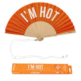Hand fan "i'm hot" orange glitter