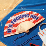 Hand fan "its fucking hot" red waves